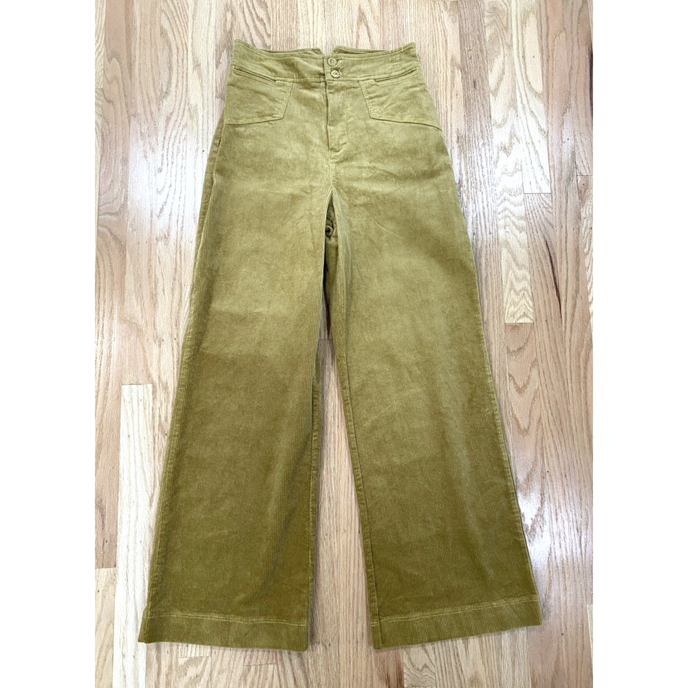 7 For All Mankind Corduroy Pants Size2 Gold/Tan Wide Leg High Rise Vintage Style